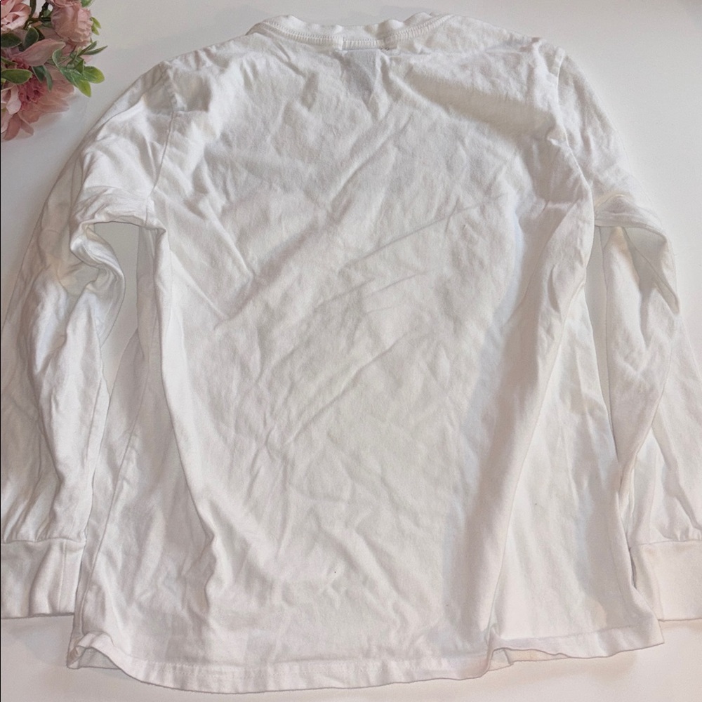 Ralph Lauren White Polo Shirt Boys Long Sleeve White POLO Logo T Shirt Large - Picture 16 of 17